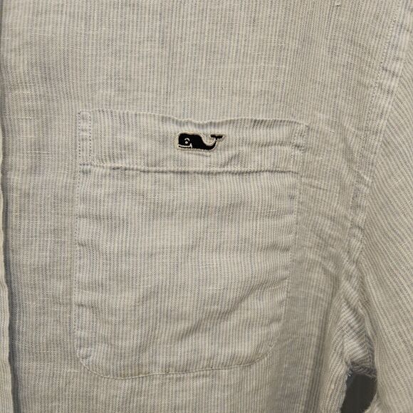 Vinyard Vines By Shep & Ian Classic Fit Trucker Shirt Blue White Striped Small - Picture 3 of 5